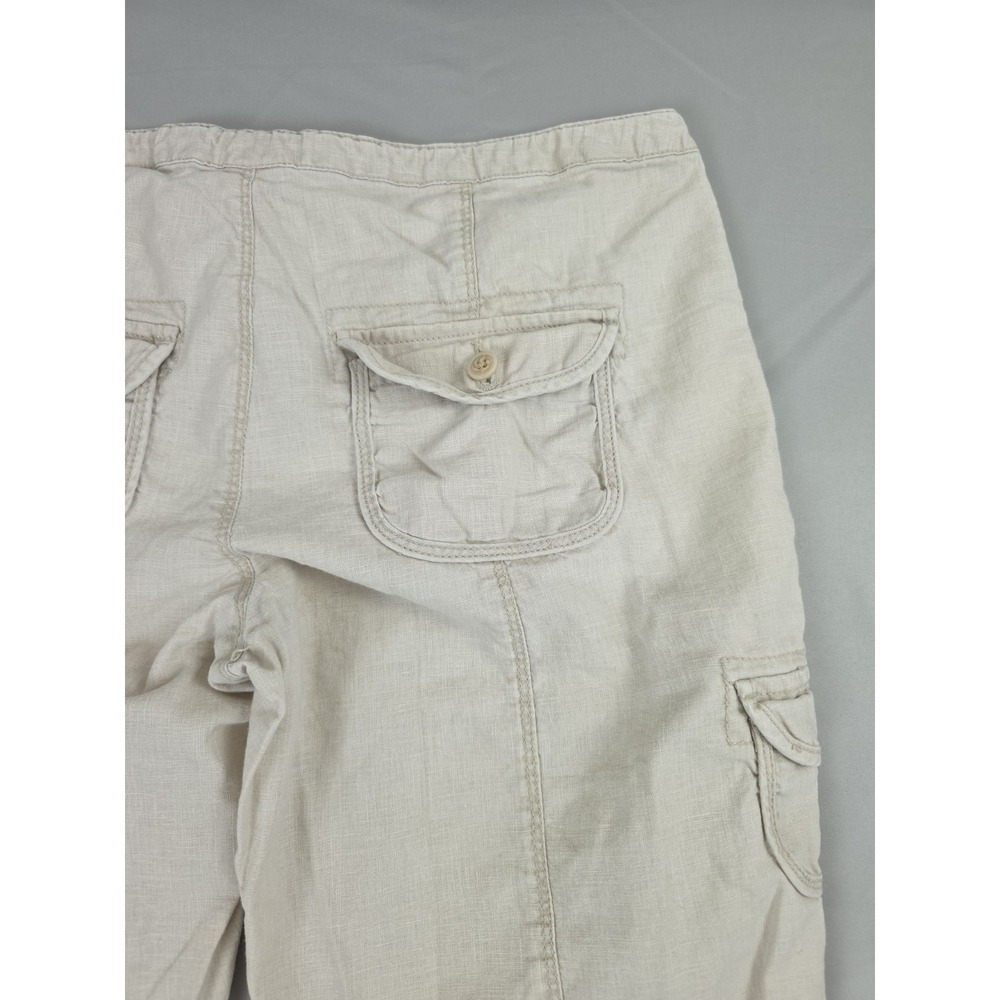Sonoma Shorts Beige Womens 6 Linen Cotton Blend Bermuda Cargo Pockets Drawstring - Picture 12 of 14